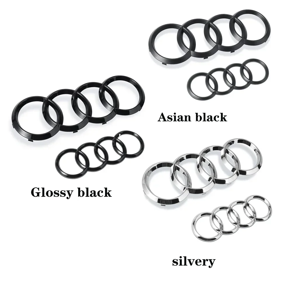 

4 Ring ABS Car Hood Front Bonnet Grill Rear Trunk Emblem Logo Badge Sticker Decal For Audi A3 A4 A5 A6 A7 Q2 Q3 Q5 Q8 TT