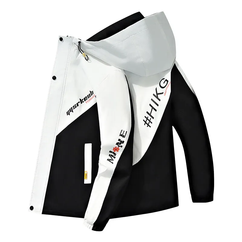 2024 Spring and Autumn jackets Fashion Trend Hooded Coat Men's Casual letter pattern Comfortable Waterproof Jacket M-4XL