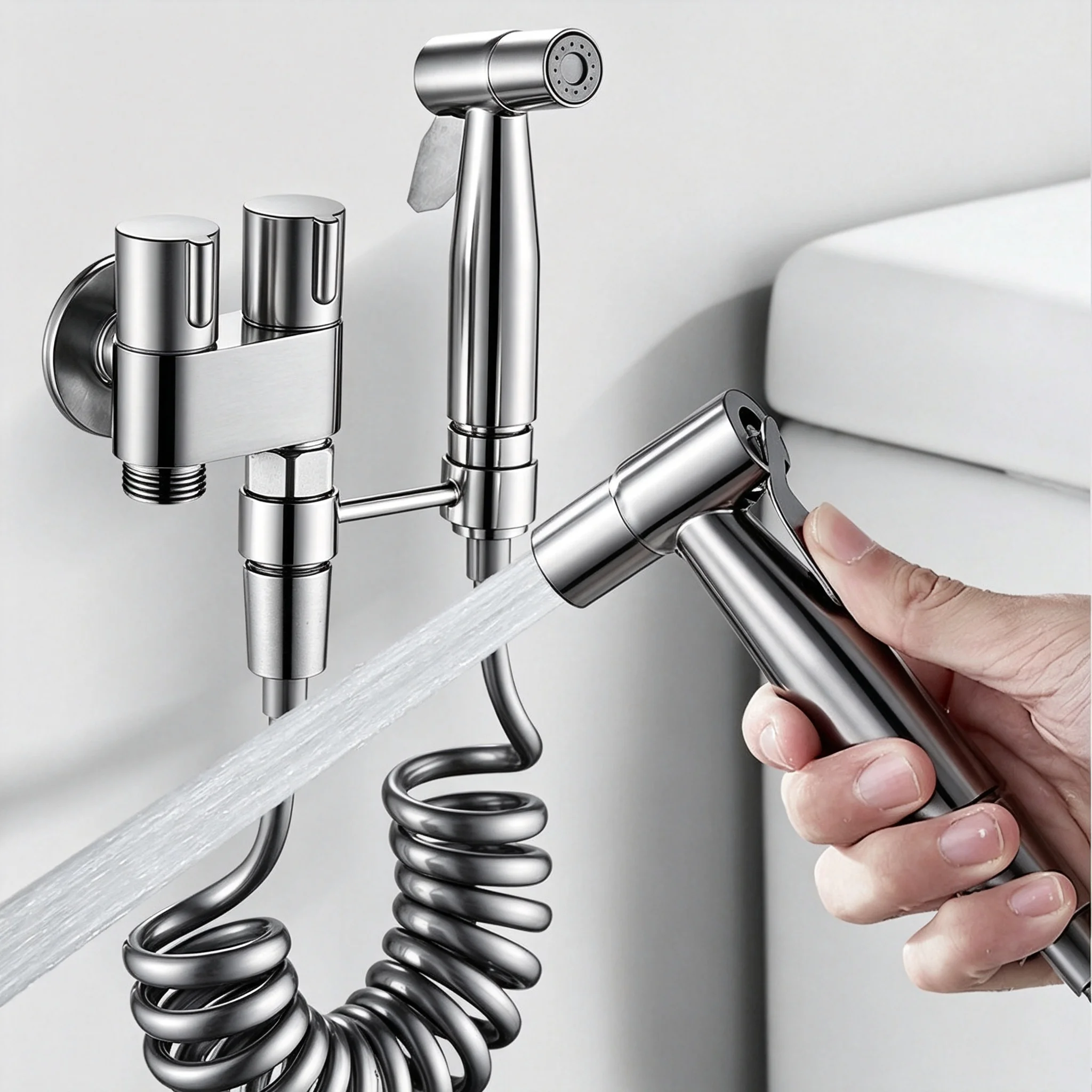 1Set Bidet Hand Held High Pressure Toilet Spray With Dual Mode Nozzle Is Very Suitable For Bathroom Cleaning And Toilet Flushing