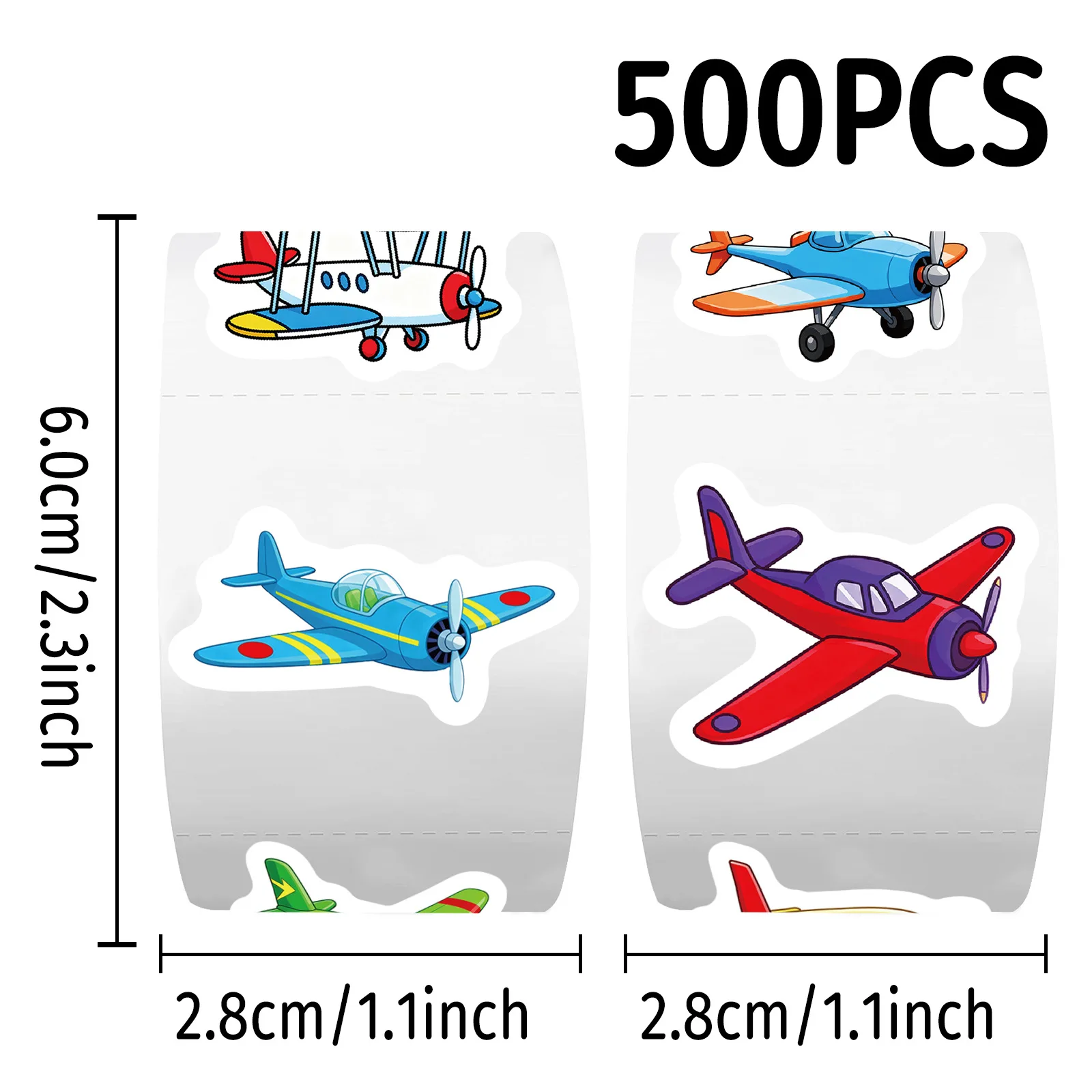 500pcs/Roll Airplane Sealing Stickers Transportation Means of Transport Cartoon Decal DIY Luggage Phone Cup Scraphbook Kid Toys