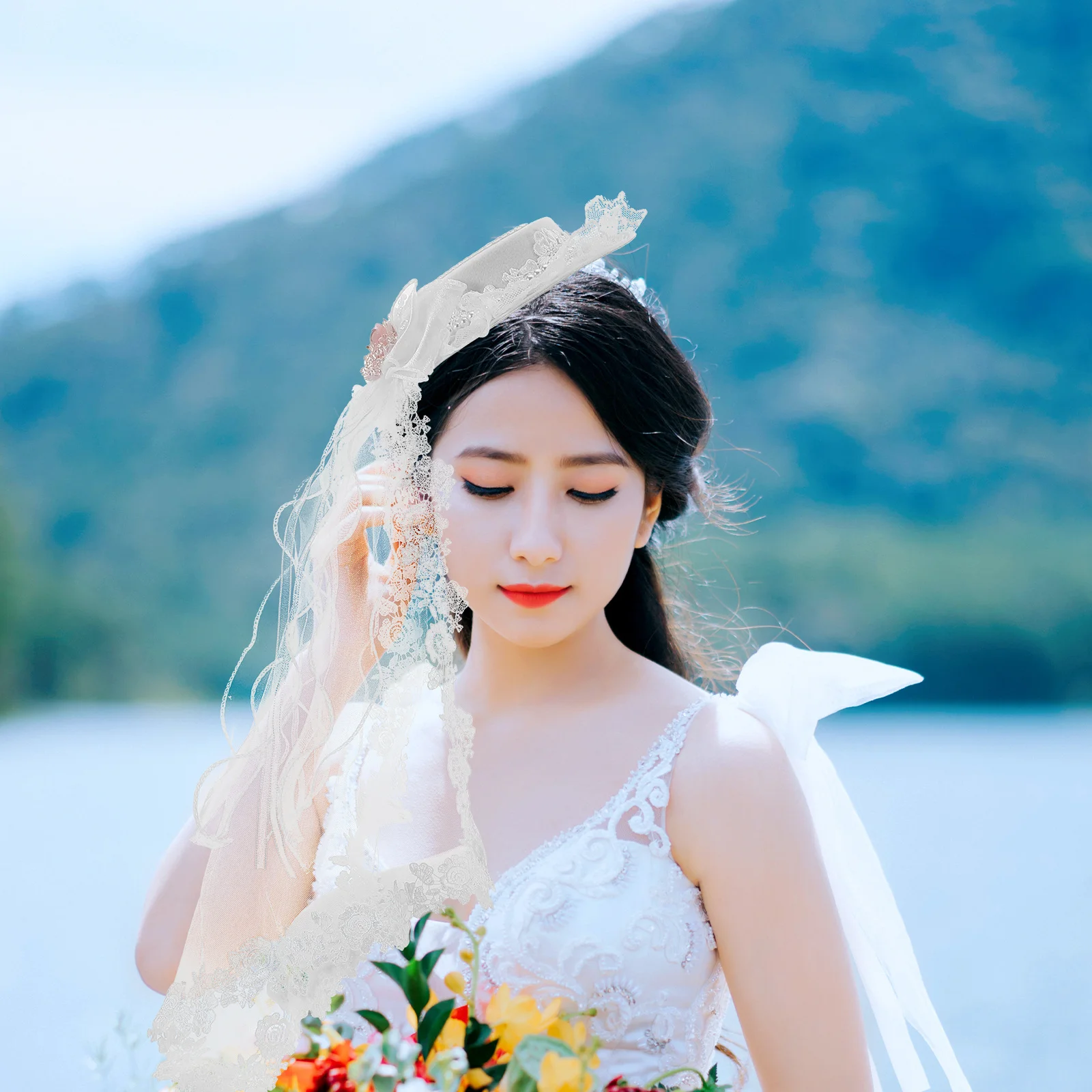 

Мини-шляпа в стиле Лолиты, кружевная заколка с кисточками, женский винтажный элегантный модный аксессуар для волос, кружевной аксессуар, повязка для волос в стиле Лолиты