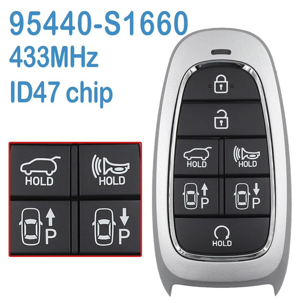 95440-S1660 Auto Keyless-Go Remote 6+1B (SUV) FSK 433MHz 47 Chip Replace Smart Key For Hyundai