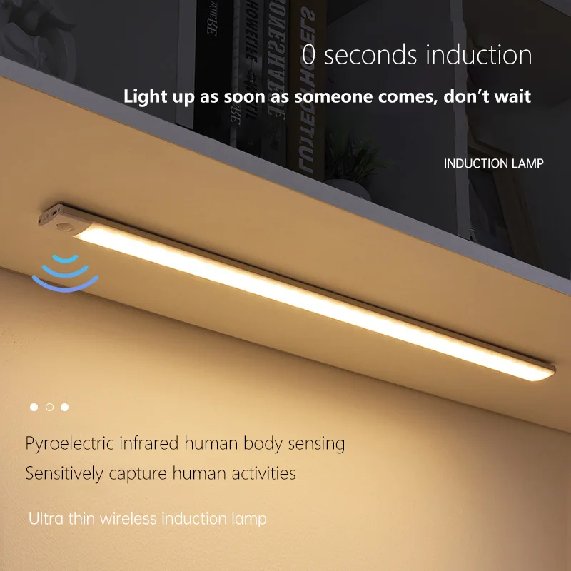 

Smart Induction Night Light with Motion Sensor with Type C USB Charging for Kitchen Cabinet Bedroom Wardrobe Indoor Lighting