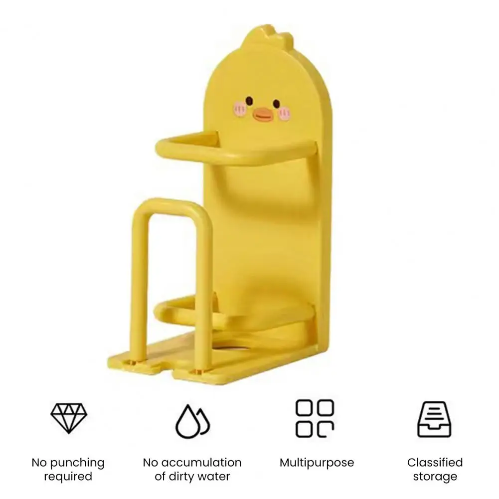 Compact Toothbrush Caddy Yellow Duck Toothbrush Holder Duck-shaped Wall Mounted Toothbrush Holder Anti-slip Punch-free for Hotel