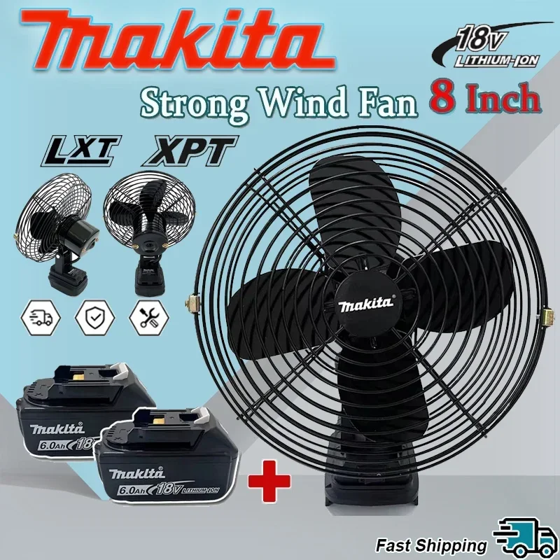 

Makita 8 Inches Wireless Outdoor Fishing Desktop Portable Metal Fan Camping Fan Strong Wind Fan Fit Makita 18V 20V Battery