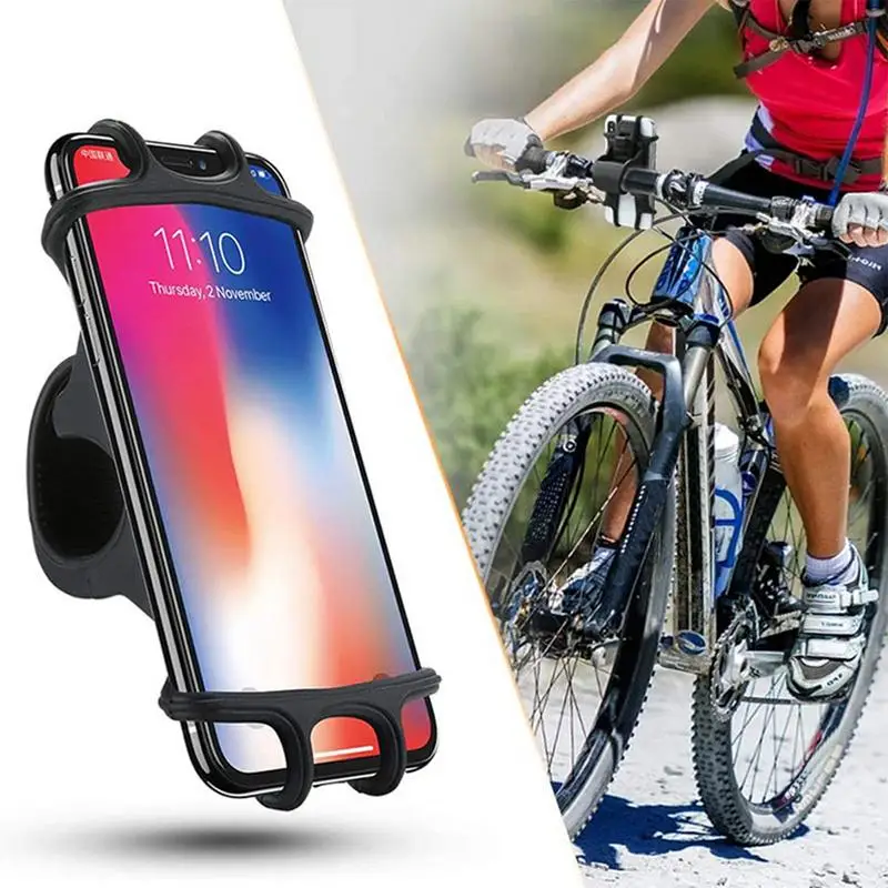 Phone Holder for Bike Handlebar Silicone Phone Holder for Motorcycle Bicycle Cell Phone Mount Universals for 4.7inch to 7.2inch