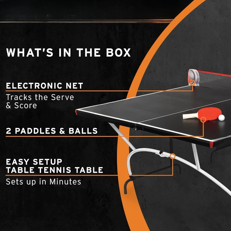 Easy Setup Ping Pong Table with Electronic Scorer - Junior Folding Table Tennis Table for Easy Storage