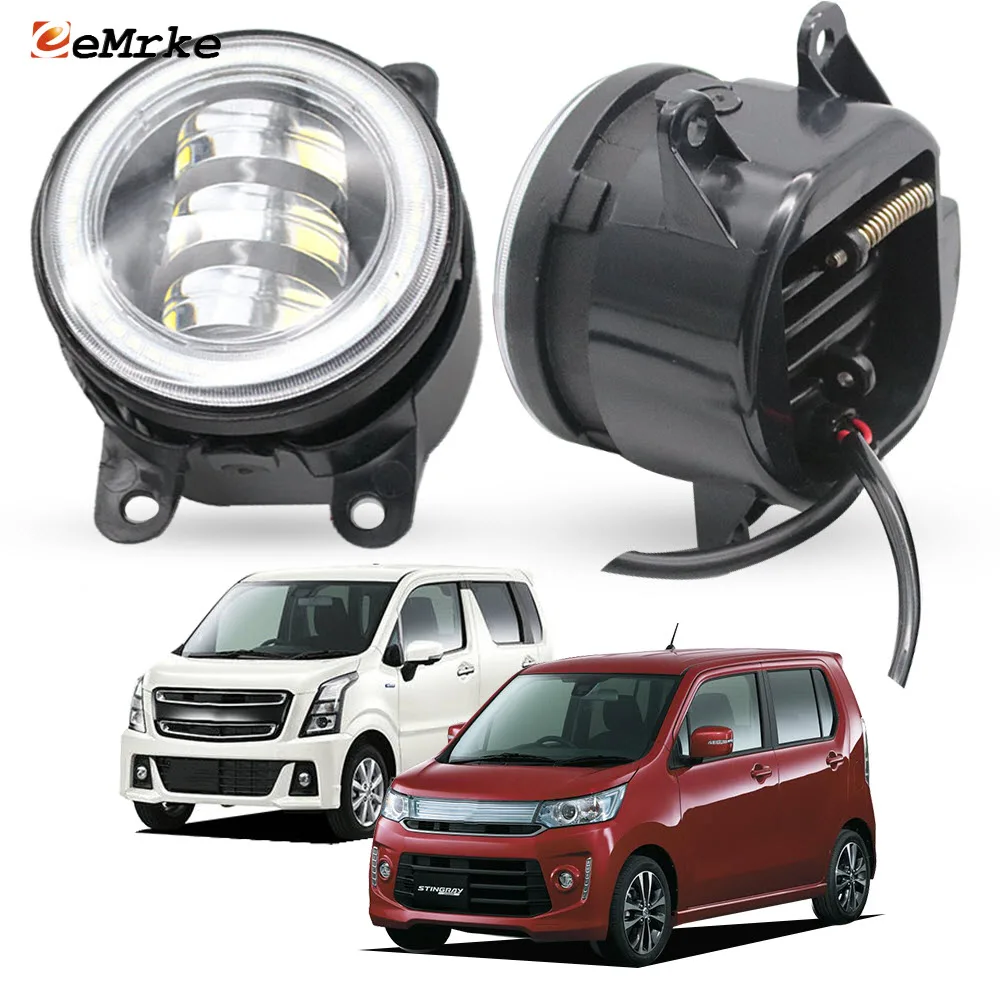 

40 Вт светодиодный противотуманный фонарь с прозрачными линзами для Suzuki Wagon R Stingray Flair Custom 2012-2021 Передний PTF с кольцевым дневным светом Angel Eye DRL