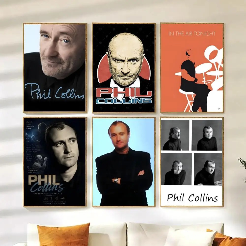 P-Phil Collins Poster HD Wall Stickers Mural Self-Adhesive Decals Home Decor Bedroom Living Room Gift Idea
