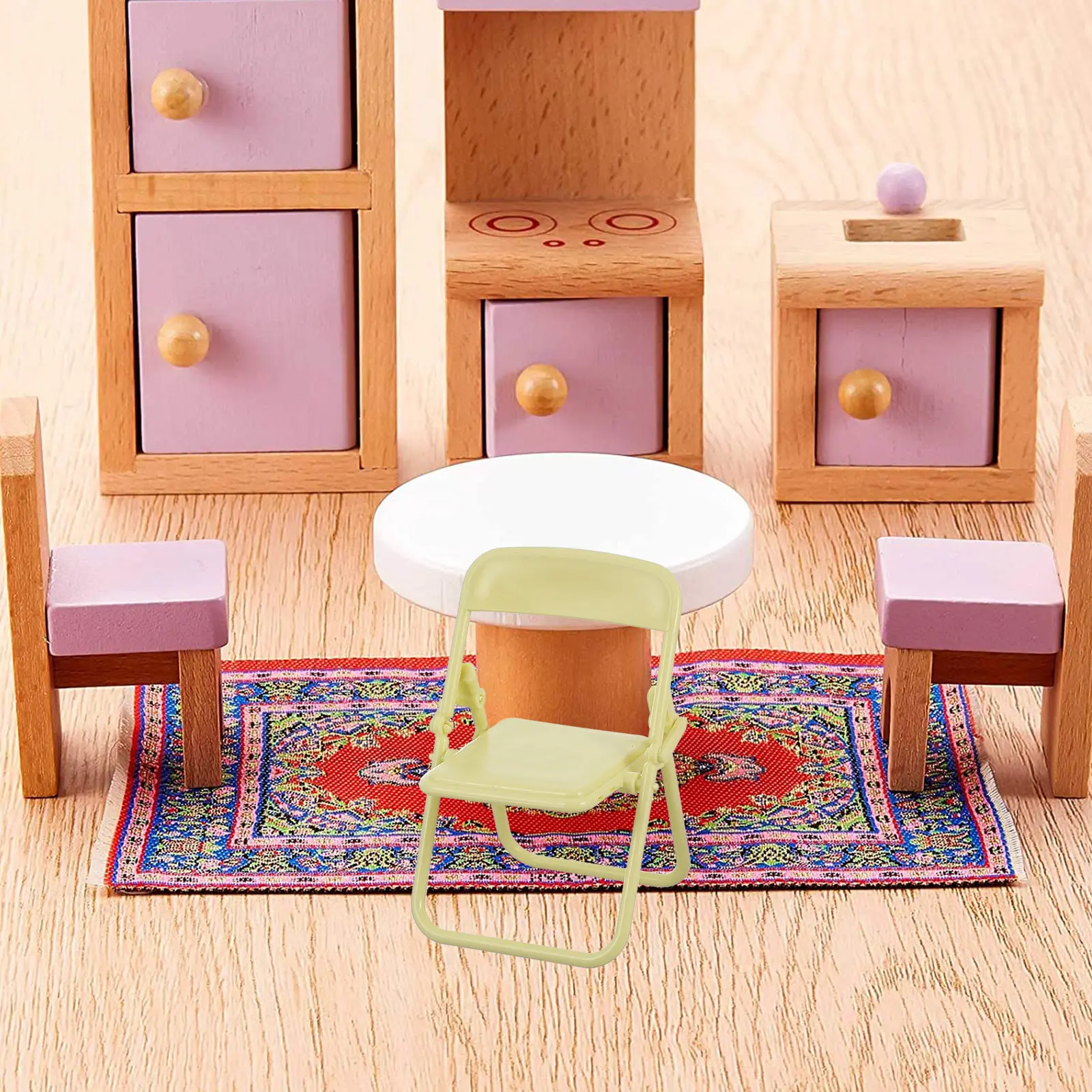 

3Pcs Mini Chair Simulation Folding Plastic Home Furniture Decoration Miniature House Armchairs for Dollhouse Scene