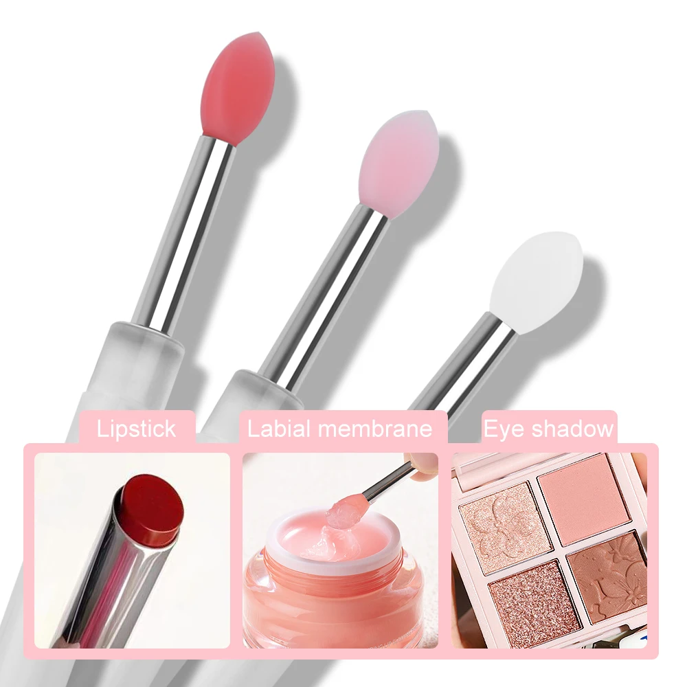 

1/3 PCS Portable Silicone Lip Brush With Cover Soft Multifunctional Lip Balm Applicator Lipstick Lipgloss Eyeshadow Makeup Brush