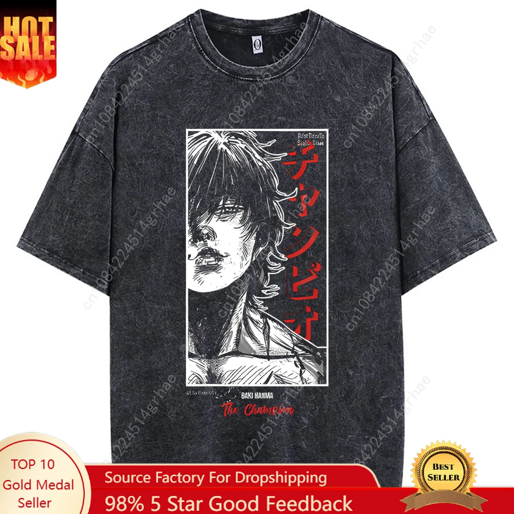 

Hip Hop T-Shirt Anime Printed Streetwear Short Sleeve Vintage Japanese Graphic TShirt Men Harajuku Casual Loose Washed Tees