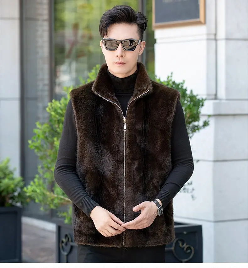 سترات رجالية جديدة للخريف والشتاء عصرية غير رسمية ومتعددة الاستخدامات، سترة سميكة من المينك المقلد الدافئ على الوجهين #6