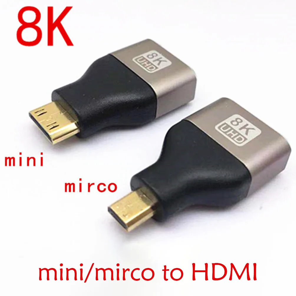 HDMI Adapter Mini Micro to HDMI 8K 60Hz 4K 144Hz Male to Female Converter for Camera Laptop PS5 Monitor TV HDTV