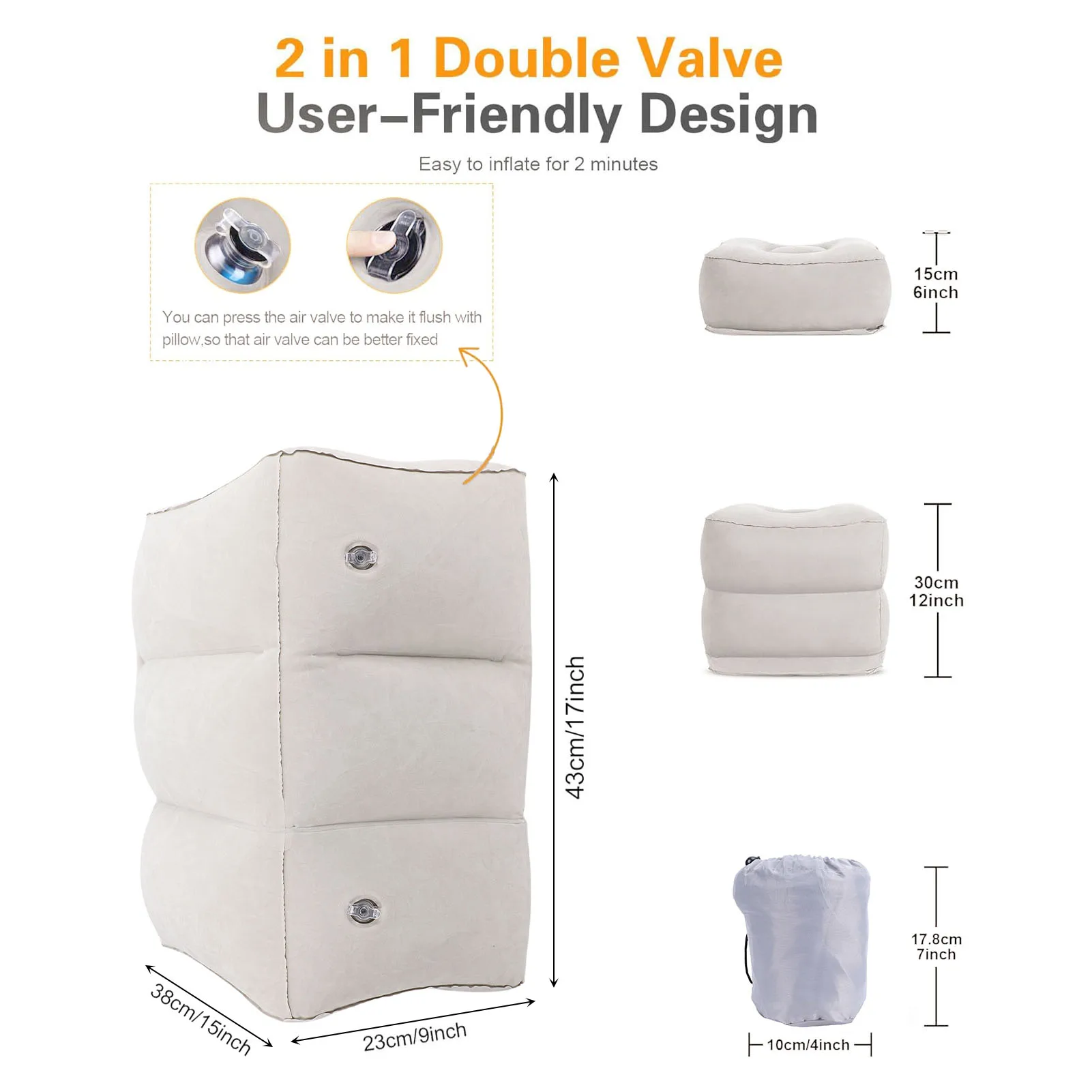 Inflatable Foot Rest Pillow Toddler Airplane Bed Adjustable 3 Layers Height Leg Rest Pillow Airplane Travel Essentials Camping image 4