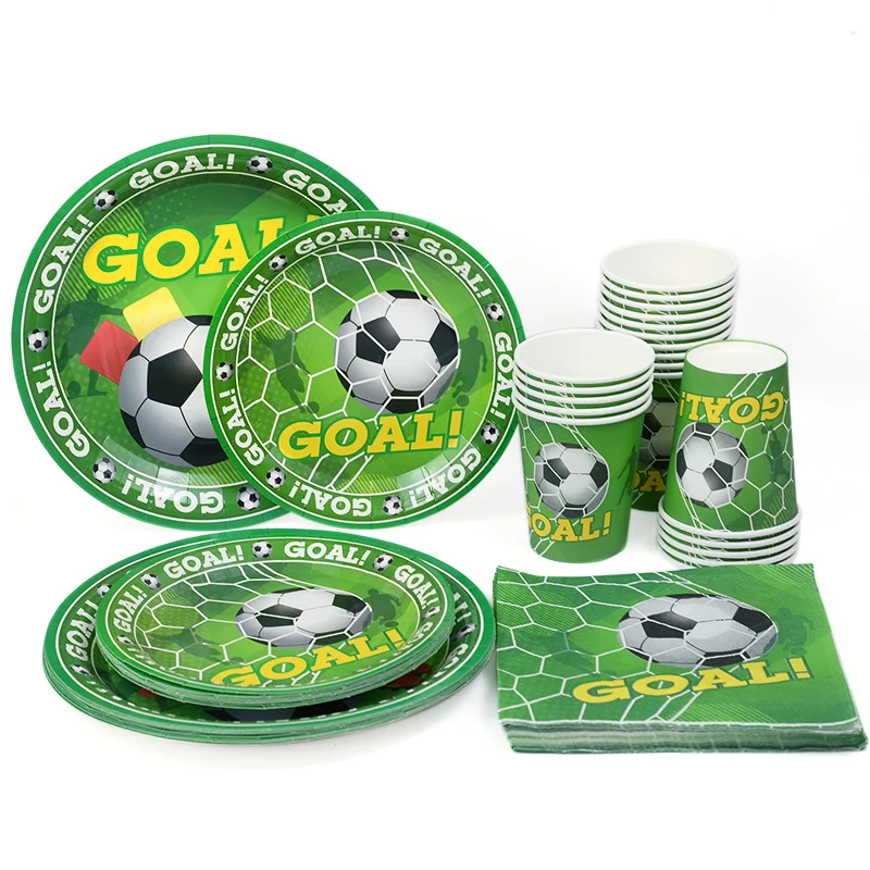 

Football Theme Disposable Tableware Set Soccer Pattern Cup Plate Boy Birthday Party Sport Game Decor Supplies Baby Shower Favor