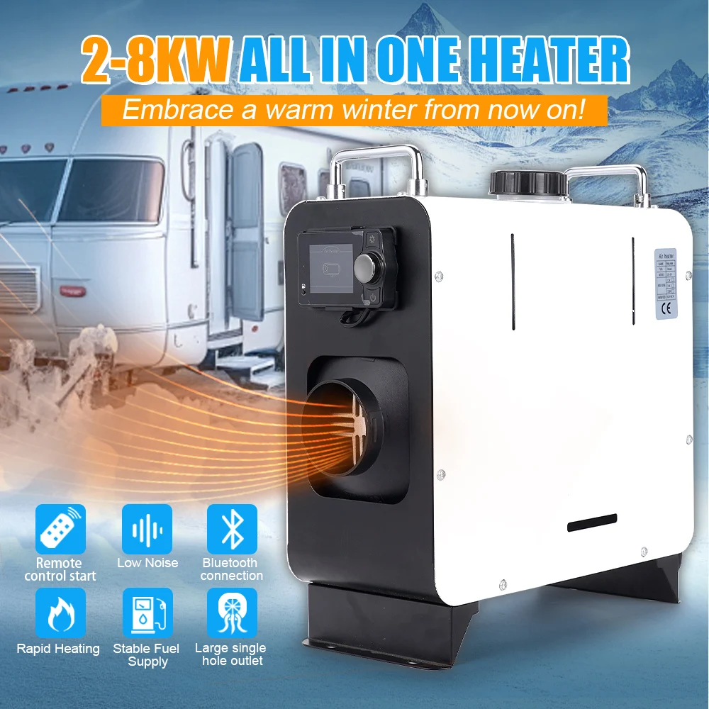 

2-8KW 12V/24V/220V Three-in-One Standing Vehicle Heater Set with Bluetooth DC&AC Compatible for Use on Various Vehicle Types
