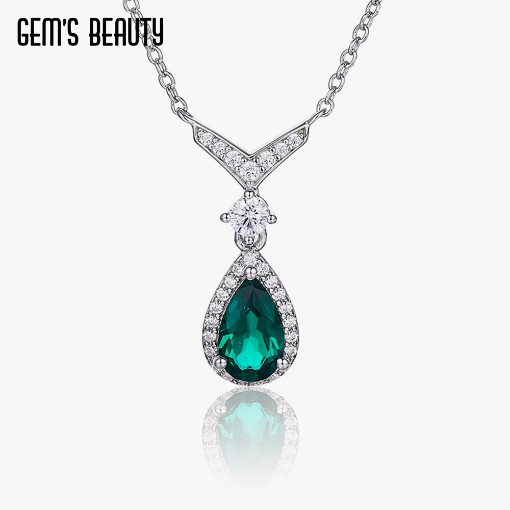 

Gem's Beauty 925 Sterling Silver Sparkling Lab Emerald Chain Choker Necklace For Women Fine Jewelry Wedding Party Birthday Gift