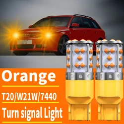 2pcs Super Bright T20 W21W WY21W 7440 7440NA LED Turn Signal Light Bulbs Canbus Error Free No Hyper Flash Amber Orange DC12V