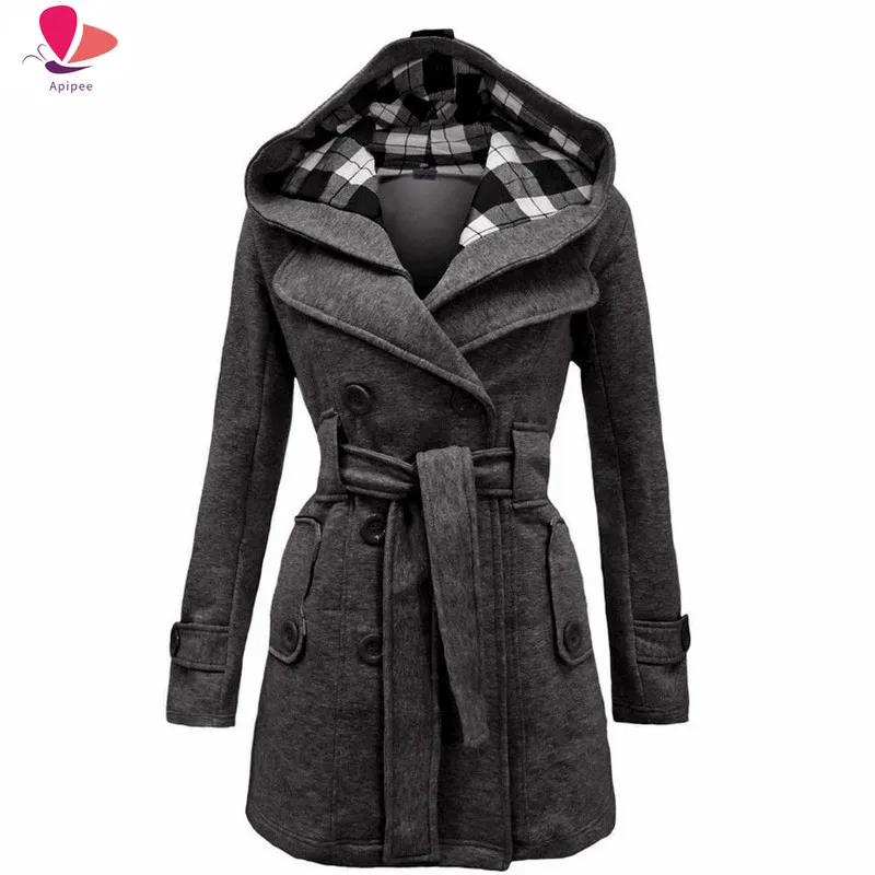 

Turn Down Collar Long Wool Coat Elegant Winter Woman Wool Blend Coats Slim Type Female Pockets Outerwear Double Breasted Clothes