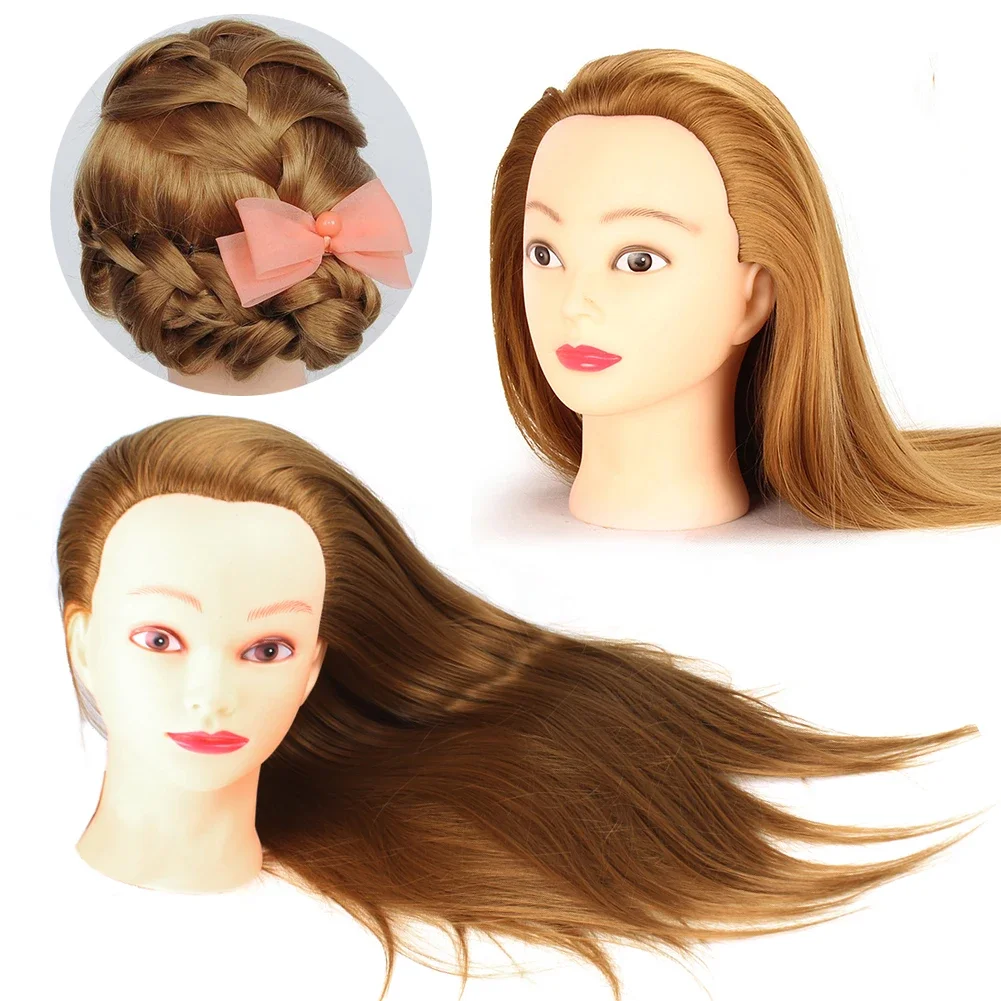 Mannequin Head Model with Long Synthetic Hair Manikin Head Styling Hairdresser Training Head Doll Head for Braiding Practice