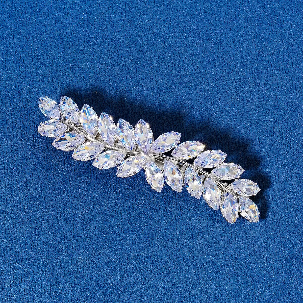 Fashion Barrette Cubic Zirconia Leaf Hair Clips for Women Accessories Bridal Wedding Hair Jewelry Party Bride Headpiece