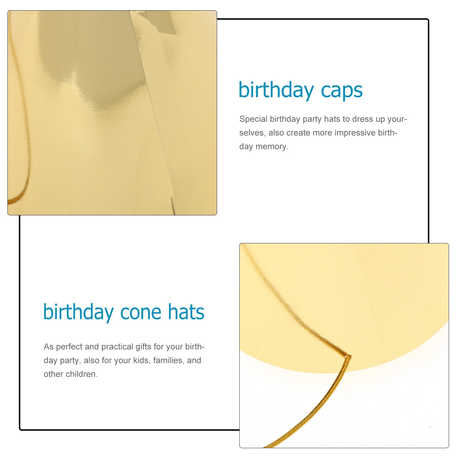 

8pcs Hats For Golden Paper Cone Hats Favors Birthday Party Props Birthday Caps Party Decoration Supplies