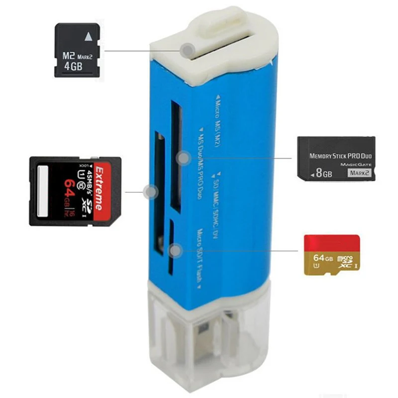 Lettore di schede ad alta velocità multifunzionale per computer cellulare Lettore di schede di memoria per fotocamera SD per auto MS Memoria TF Card Mini