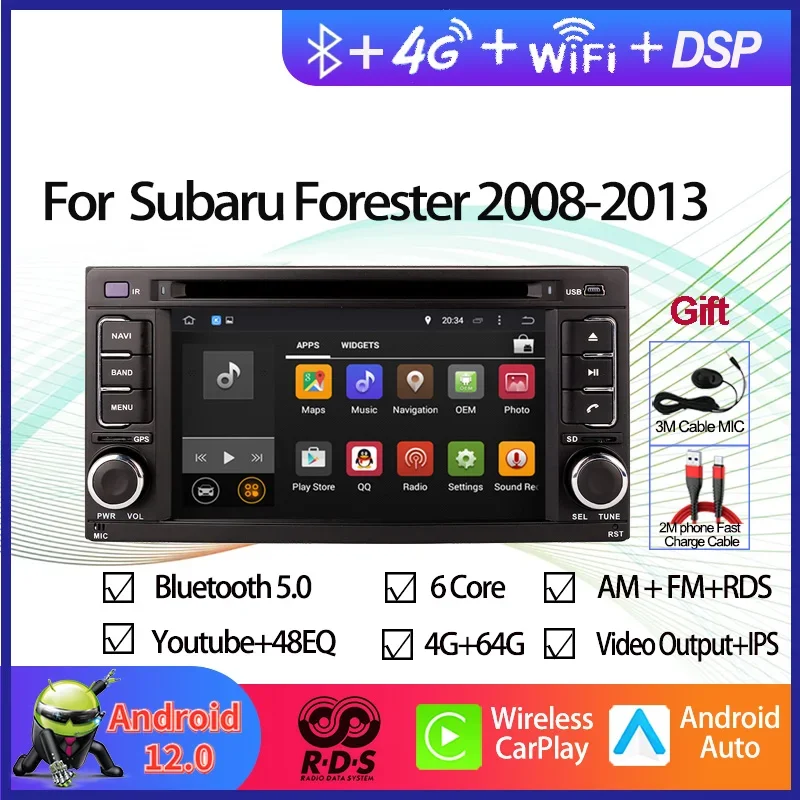 Автомобильный GPS-навигатор Android, мультимедийный DVD-плеер для Subaru Forester 2008-2013, авторадио, стерео с BT WiFi, зеркальная связь