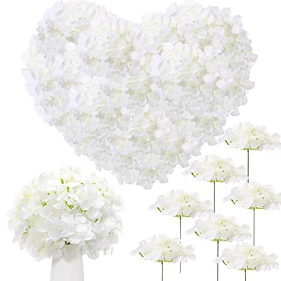 

150 Pcs Artificial Hydrangea Flowers Bulk, White Silk Hydrangea Heads with Stems for Wedding Centerpieces Bouquets DIY Floral A