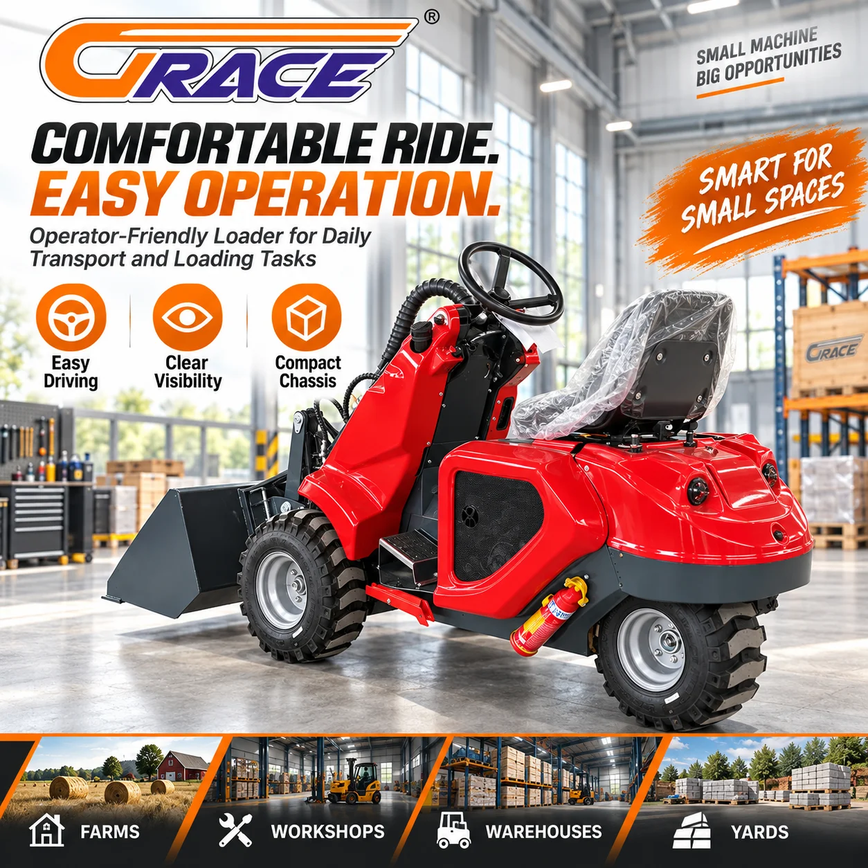 Hot Sale Wheel Mini Loader Complete Accessories Small Hydraulic Loader Practical Machinery For Global Farm Construction view 4