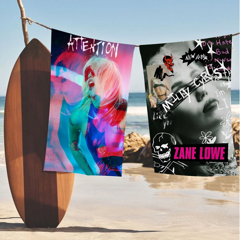 

American Singer Miley Cyrus Cartoon Beach Towel Cute Kawaii Room Decor Bath Girls Children Hand Towels For Bathroom Shower