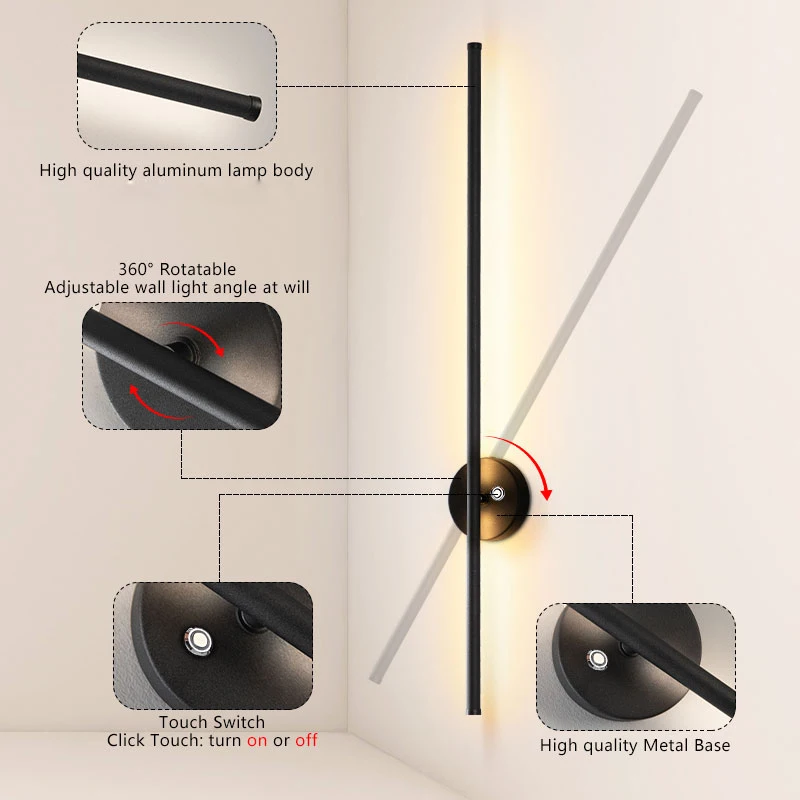 مصابيح الحائط الداخلية التي تعمل باللمس LED ، أضواء غرفة النوم ، غرفة المعيشة ، الشمعدان الجدار ، الإضاءة الداخلية ، من من من