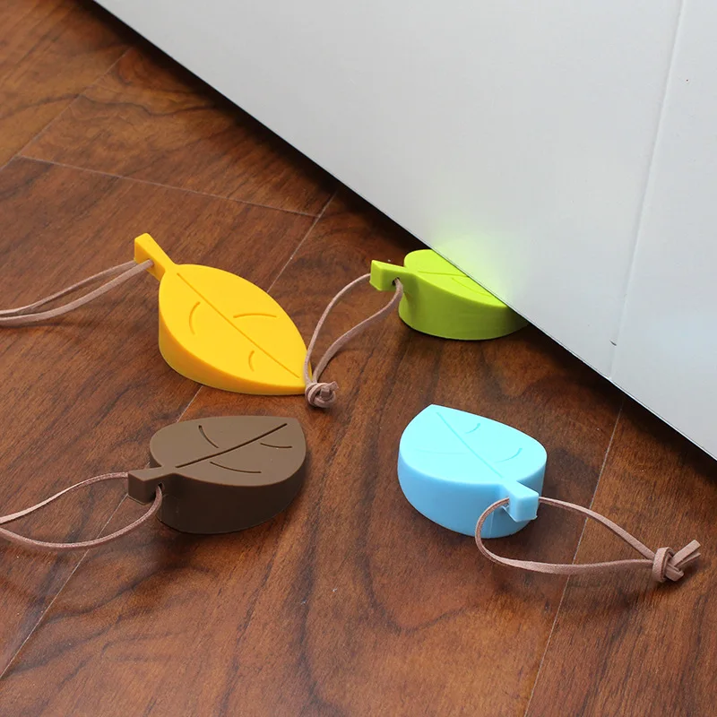 1PCS Silicon Leaves Doorstop For Children Baby Protector Block Home Decor Creative Leaf Style Door Stopper Wedge Holder Safety