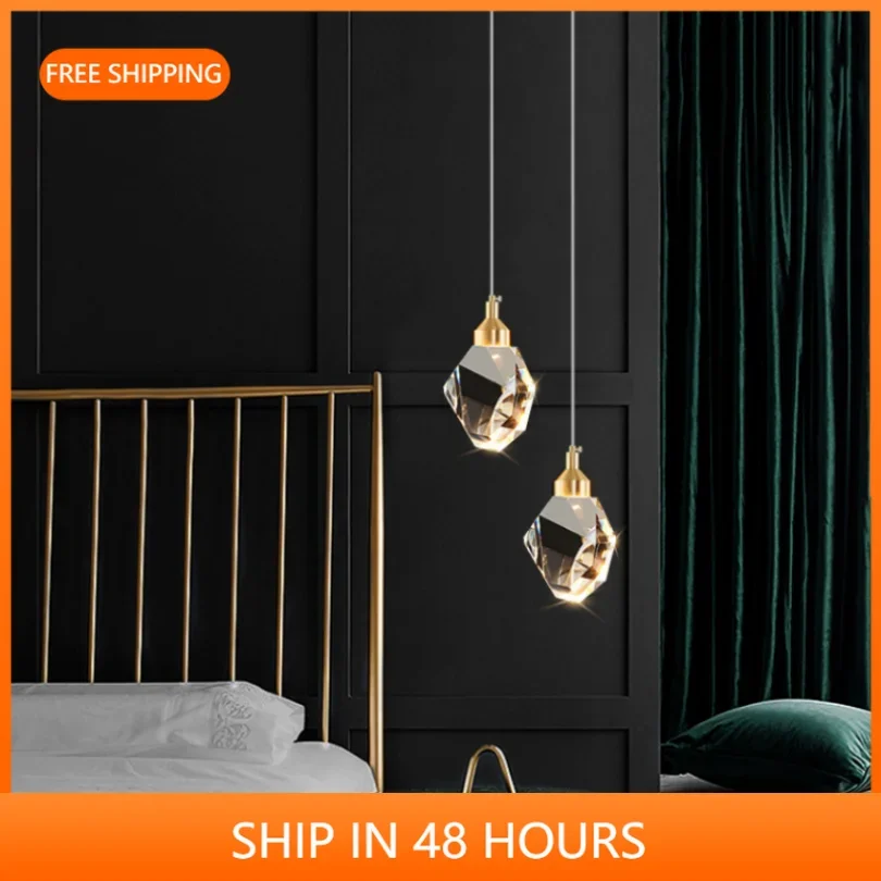 Modern Crystal Pendurado Lâmpada, Luxo Pendant Lights, Suspensão De Teto De Vidro, Iluminação Lustres para Quarto, Entrada De Cabeceira