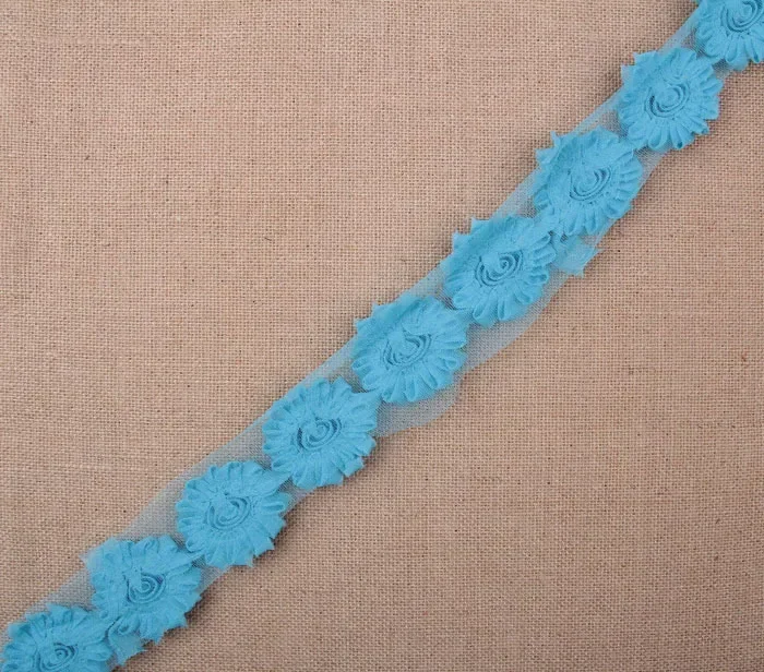 Nishine 1 Yards Chic Shabby Chiffon Flowers Used for Children Hair Accessories 3D Fabric Flower for DIY Baby Headbands Clips