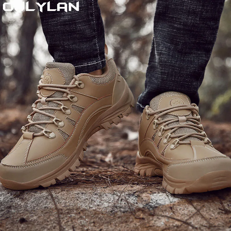 

Sports Army Tactical Outdoor Camping Boots Winter Outdoor Boots Leather Upper Low Top Mountaineering Climbing Camping Shoes