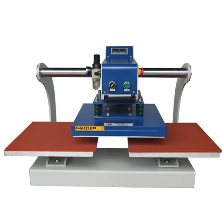 High Efficiency Automatic Two Working Tables 30X30cm Pneumatic Garment Logo Heat Transfer Machine For Clothing