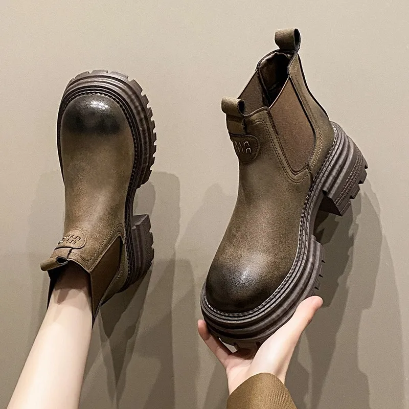 

Thick-soled Square and Round-toed Sleeve Waterproof Platform, Versatile, Comfortable, Anti-slip and Breathable Women's Boots