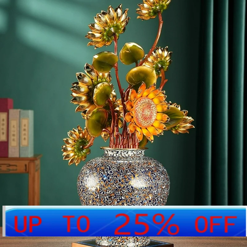 LTT sunflower copper ornament large villa living room entrance Chinese home decoration