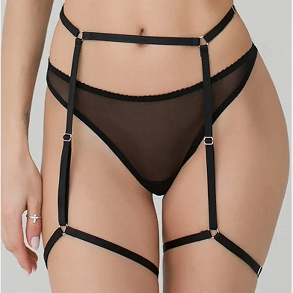 Harajuku Style Solid Color Waist Band With Leg Rings Women Sexy Lingerie Gothic Punk Collocation Harness Garter Suspender Belt