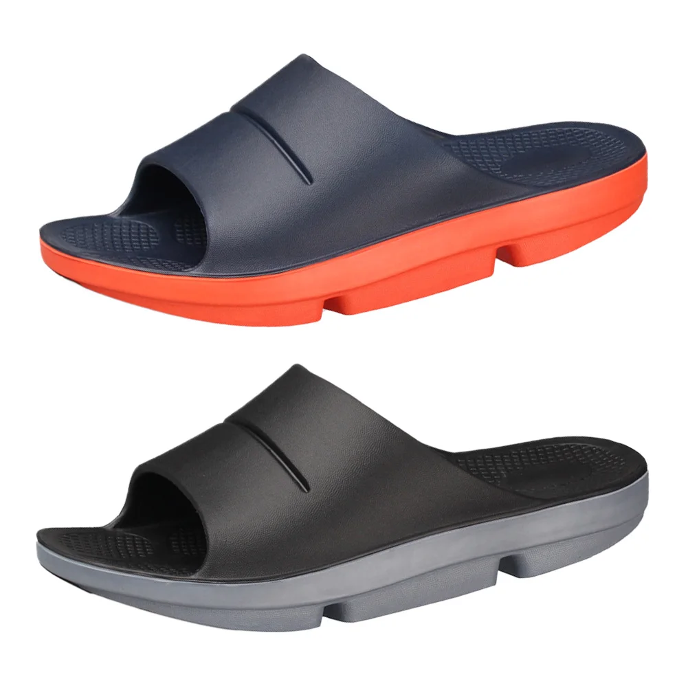 Mens Sport Recovery Sandals Arch Support Plantar Fasciitis Thick Cushion Slides Non-Slip Summer Beach Sandals for Indoor Outdoor