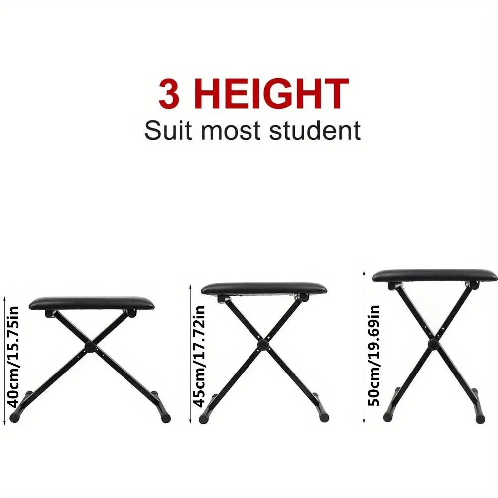 Piano Bench Keyboard Bench Height Adjustable Foldable X-Style Padded Stool Chair Seat Cushion With Anti-Slip Rubber - Image 5