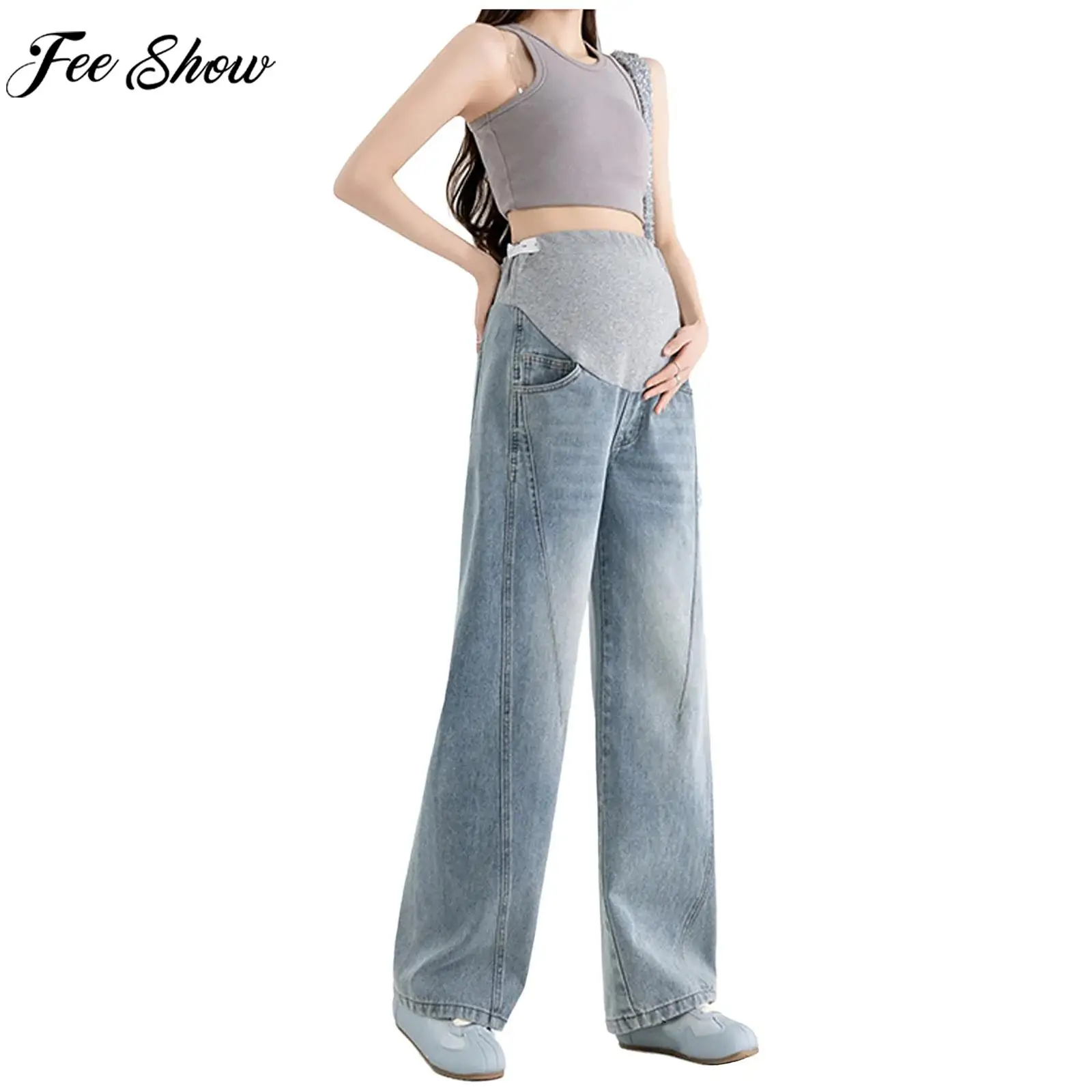 

Свободные брюки с высокой талией для беременных, модные повседневные широкие брюки для офиса, работы, вечеринок и уличной моды