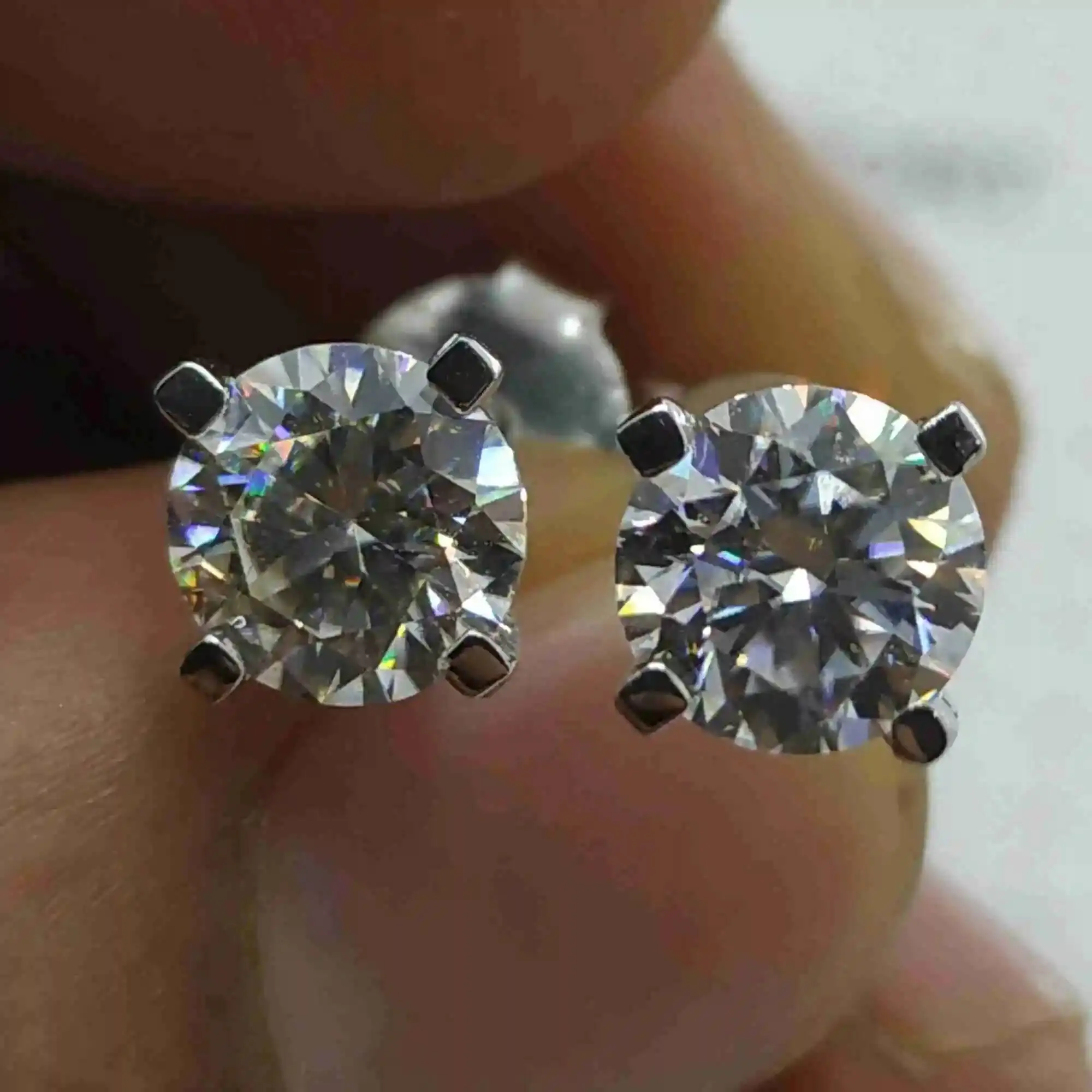 

4.00 CT Lab-Created Moissanite Solitaire Drop Stud Earrings 18K Gold Plated Sterling Silver Emerald Cut Mixed Shape Luxury