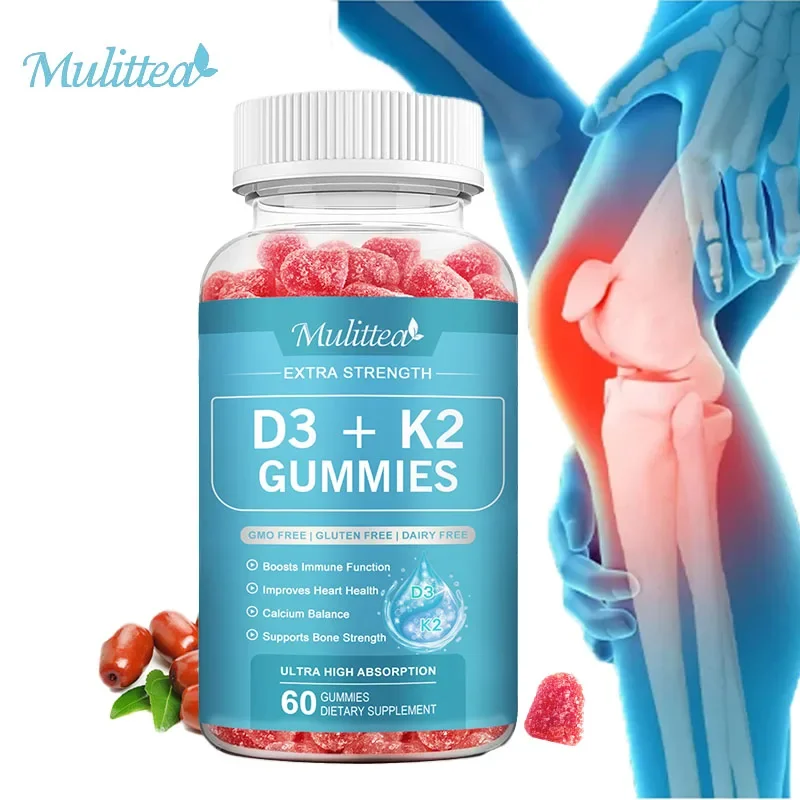 

Mulittea Vitamin D3K2 gummies for Joint Health Immune Support Teeth&Bone Health Regulate Calcium Metabolism Promote absorption