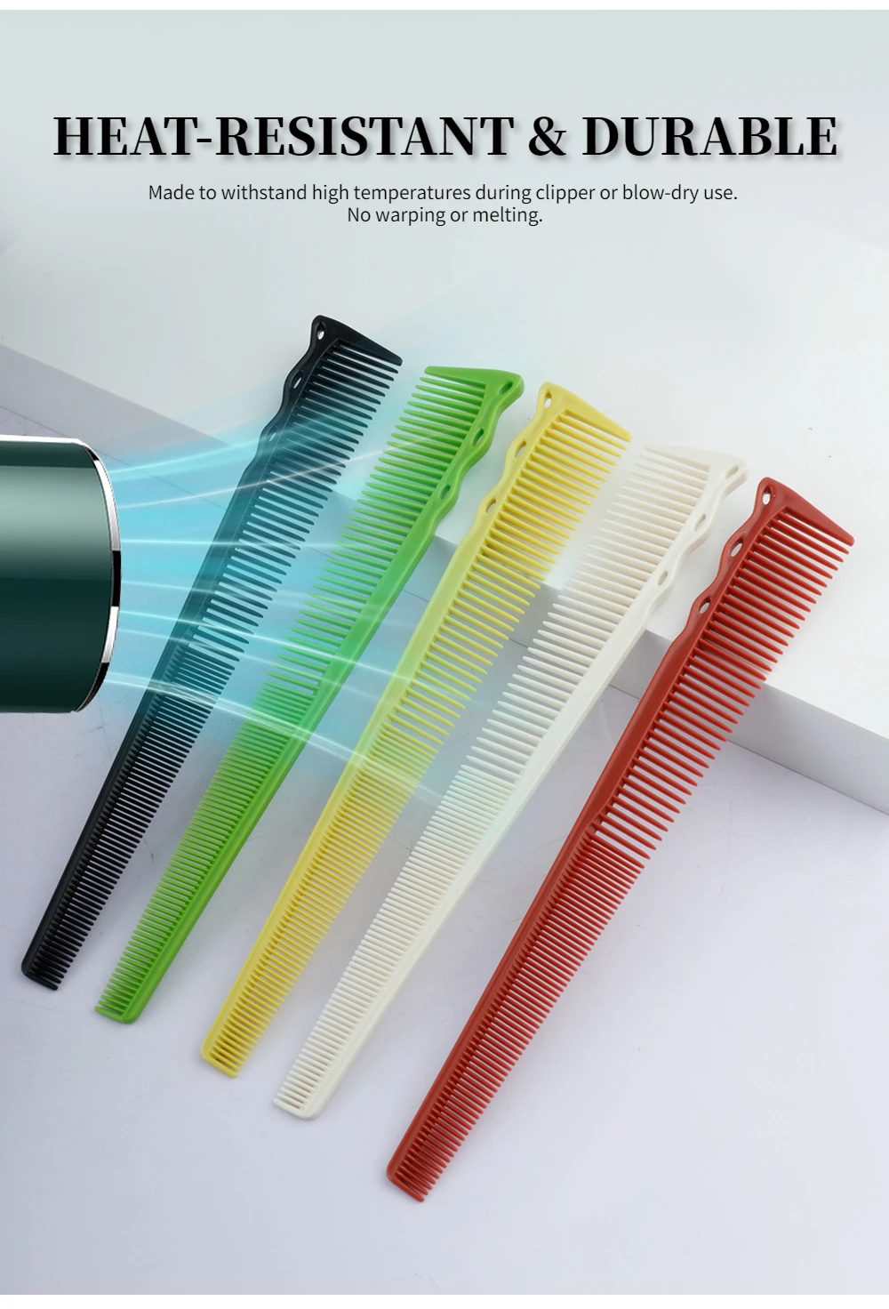 3-teiliges neues Profi-Friseurwerkzeug-Set, drehbare Doppelzahn-Haarschneidekämme, rotierende Mini-Fade-Haarbürste, antistatischer Taper-Kamm zum Stylen – Detail 11