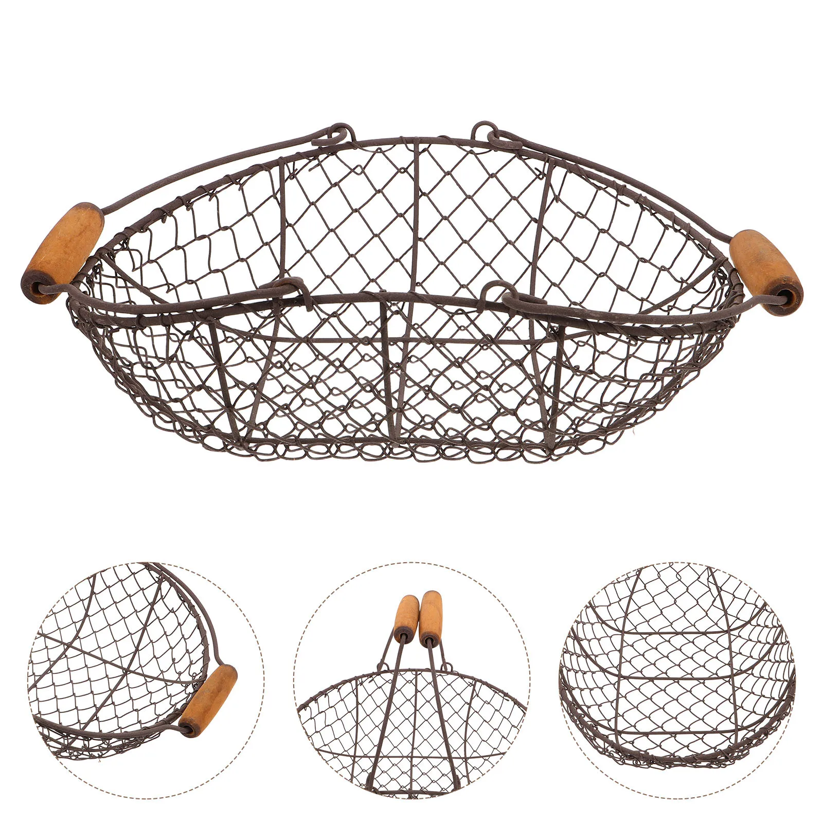 

Kitchen Countertop Wire Basket - Iron Fruit Basket with Handle for Efficient Storage - Egg Produce Snack Organizer Household