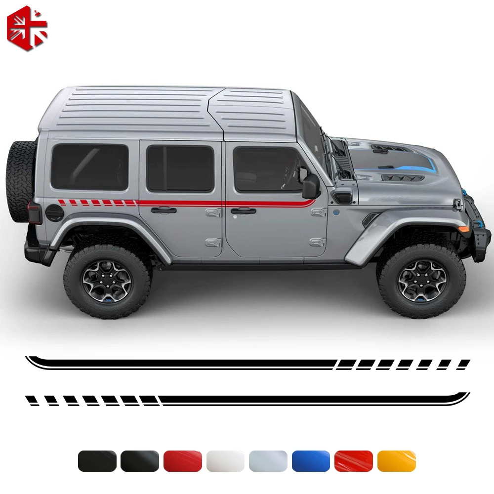 

Наклейка на боковой кузов автомобиля в полоску для Jeep Wrangler 2007-2022 JL Rubicon JK 4-Door Racing Stripe графические виниловые наклейки