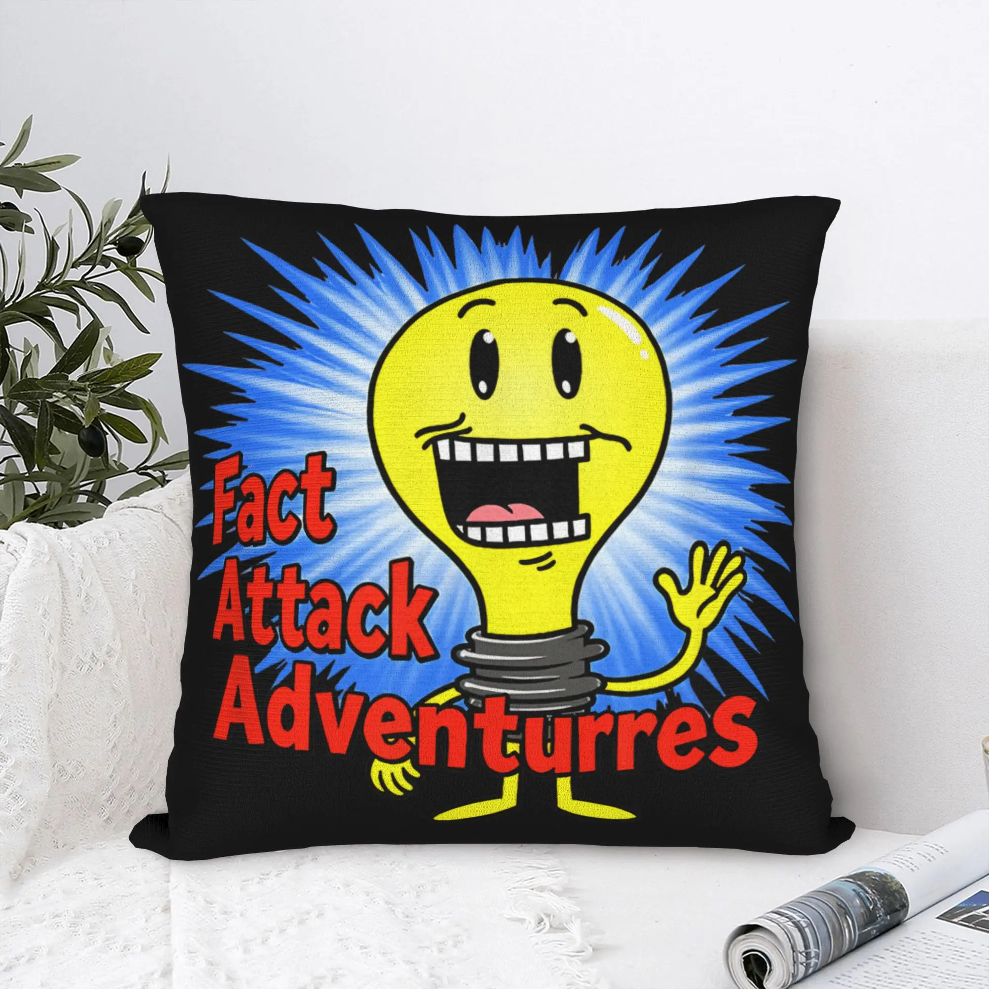 Light Bulb Fact Attack Adventures  Pillow Cover  Custom Cushion Cover Vintage Pillow Case For Living Room Chair